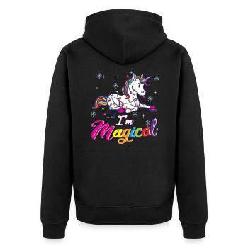 Unicorn Christmas Magical Gift - Unisex Premium Organic Zip Hoodie - black - Back - Nico (187cm)
