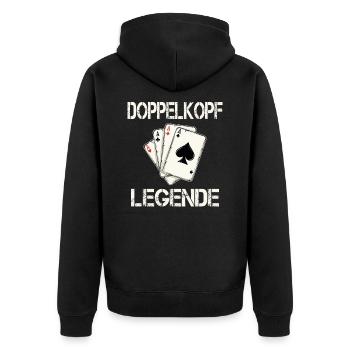 Doppelkopf Kartenspieler - Unisex Premium Bio Zip Hoodie - Schwarz - Hinten - Nico (187cm)