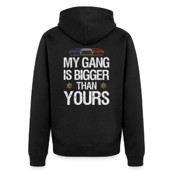 Polizei Polizist Lustiger Spruch - Unisex Premium Bio Zip Hoodie - Schwarz - Hinten - Nico (187cm)