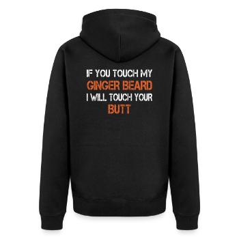 Roter Bart Ginger Bartträger - Unisex Premium Bio Zip Hoodie - Schwarz - Hinten - Nico (187cm)