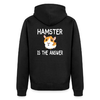Hamster ist die Antwort Haustier - Unisex Premium Bio Zip Hoodie - Schwarz - Hinten - Nico (187cm)