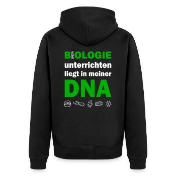 Biologie Lehrer DNA Biologe Bio - Unisex Premium Bio Zip Hoodie - Schwarz - Hinten - Nico (187cm)