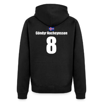 Lustiges Team Junggesellenabschied Nummer 8 - Unisex Premium Bio Zip Hoodie - Schwarz - Hinten - Nico (187cm)