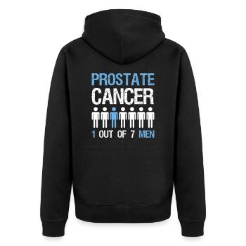 Prostate Cancer Awareness 1 of 7 Defeat - Unisex Premium Organic Zip Hoodie - black - Back - Nico (187cm)