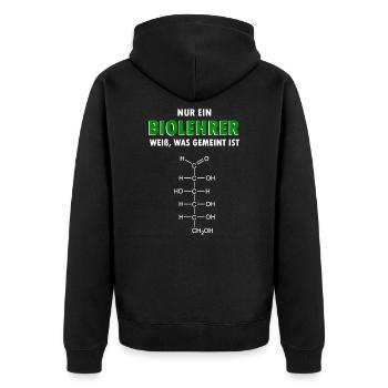 Glucose Biologie Lehrer Geschenk - Unisex Premium Bio Zip Hoodie - Schwarz - Hinten - Nico (187cm)