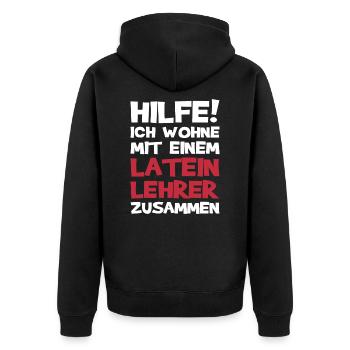 Lateinlehrer Lehrer Latein Lustiges Geschenk - Unisex Premium Bio Zip Hoodie - Schwarz - Hinten - Nico (187cm)