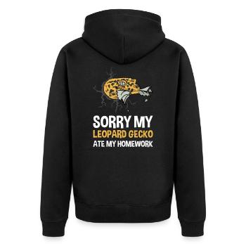 Leopard gecko gecko homework eaten - Unisex Premium Organic Zip Hoodie - black - Back - Nico (187cm)