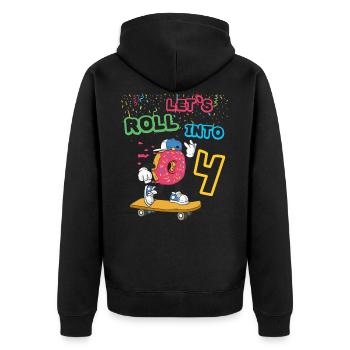 4ème anniversaire Donut Skater Skateboard Cool - Veste à capuche bio Premium Unisexe - noir - Dos - Nico (187cm)