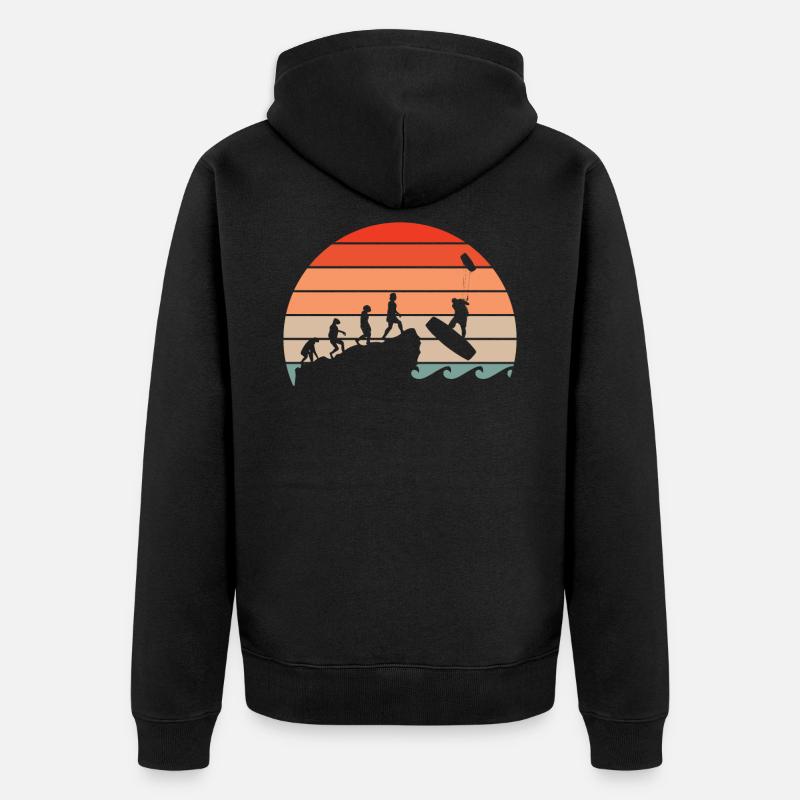 Kitesurfer Evolution Kite Kiteboarding Surfer - Unisex Premium Bio Zip Hoodie - Schwarz