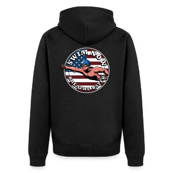 Swim Now Breathe Later Schwimmer USA Schwimmen - Unisex Premium Bio Zip Hoodie - Schwarz - Hinten - Nico (187cm)