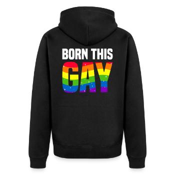 Né cette Gay Gay Pride LGBTQ - Veste à capuche bio Premium Unisexe - noir - Dos - Nico (187cm)