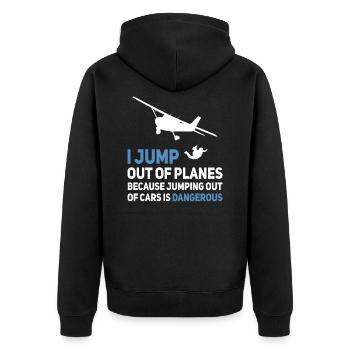 Fallschirmspringer Skydiving Skydiver Lustig - Unisex Premium Bio Zip Hoodie - Schwarz - Hinten - Nico (187cm)