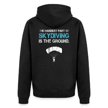 Fallschirmspringer Skydiving Skydiver Lustig - Unisex Premium Bio Zip Hoodie - Schwarz - Hinten - Nico (187cm)