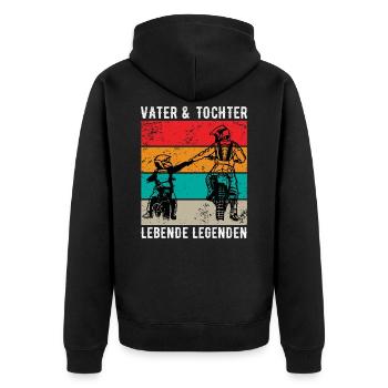 Motocross Vater & Tochter Legenden Dirt Bike Biker - Unisex Premium Bio Zip Hoodie - Schwarz - Hinten - Nico (187cm)
