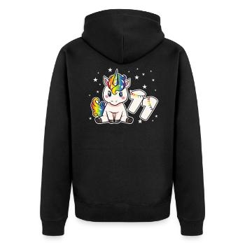Licorne 11 anniversaire 11 ans arc-en-ciel fille - Veste à capuche bio Premium Unisexe - noir - Dos - Nico (187cm)