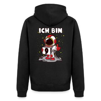 9 Geburtstag Ich Bin 9 Astronaut 9 Jahre Weltraum - Unisex Premium Bio Zip Hoodie - Schwarz - Hinten - Nico (187cm)