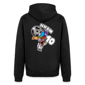 10 Geburtstag Ich Bin 10 Astronaut 10 Jahre - Unisex Premium Bio Zip Hoodie - Schwarz - Hinten - Nico (187cm)