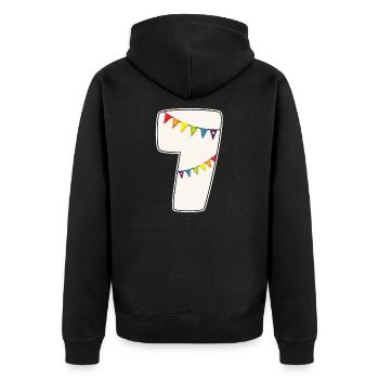 7 birthday 7 years number 7 girl rainbow - Unisex Premium Organic Zip Hoodie - black - Back - Nico (187cm)