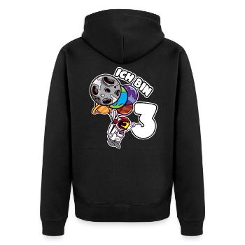 3 Geburtstag Ich Bin 3 Astronaut 3 Jahre Weltraum - Unisex Premium Bio Zip Hoodie - Schwarz - Hinten - Nico (187cm)