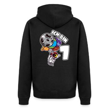 7 Geburtstag Ich Bin 7 Astronaut 7 Jahre Weltraum - Unisex Premium Bio Zip Hoodie - Schwarz - Hinten - Nico (187cm)