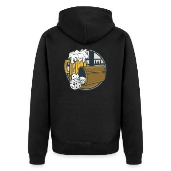 Schocken Würfelspiel Trinkspiel Kneipe - Unisex Premium Bio Zip Hoodie - Schwarz - Hinten - Nico (187cm)
