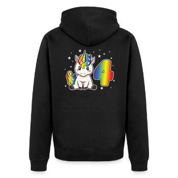 Licorne 4 anniversaire 4 ans arc-en-ciel fille - Veste à capuche bio Premium Unisexe - noir - Dos - Nico (187cm)
