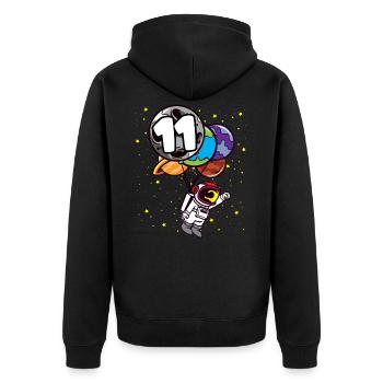 11 anniversaire astronaute 11 ans planètes spatiales - Veste à capuche bio Premium Unisexe - noir - Dos - Nico (187cm)