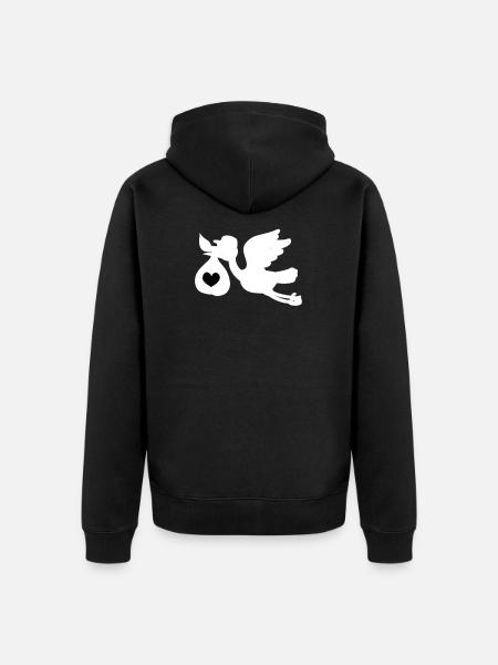 Cigogne grossesse bébé naissance - Veste à capuche bio Premium Unisexe - noir