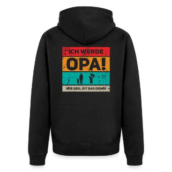 Schwangerschaft verkünden Opa Baby Werdender Opa - Unisex Premium Bio Zip Hoodie - Schwarz - Hinten - Nico (187cm)