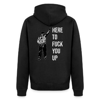 Here To Fuck You Up Arbitre de hockey sur glace - Veste à capuche bio Premium Unisexe - noir - Dos - Nico (187cm)
