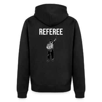 Referee - Eishockey Schiedsrichter - Unisex Premium Bio Zip Hoodie - Schwarz - Hinten - Nico (187cm)
