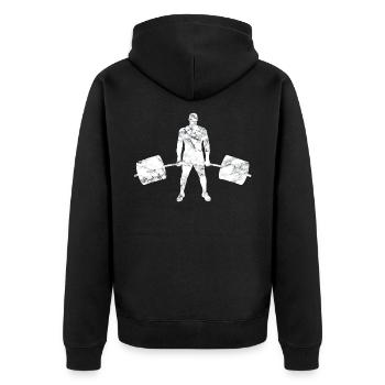 Strongman Deadlifts - Unisex Premium Organic Zip Hoodie - black - Back - Nico (187cm)