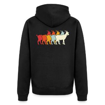 Vintage Ziege Ziegenbock Ziegenzucht - Unisex Premium Bio Zip Hoodie - Schwarz - Hinten - Nico (187cm)