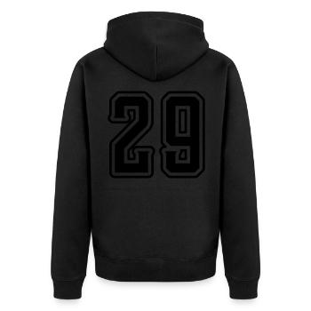 29 Zahl symbol - Unisex Premium Bio Zip Hoodie - Schwarz - Hinten - Nico (187cm)