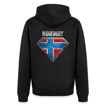 Norway superhero flag norwegian symbol - Unisex Premium Organic Zip Hoodie - black - Back - Nico (187cm)