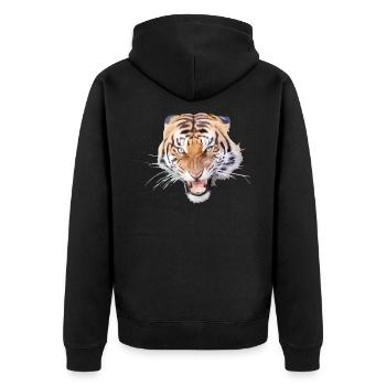 Wild Tiger - Wild Hissing - Wilderness - Unisex Premium Organic Zip Hoodie - black - Back - Nico (187cm)