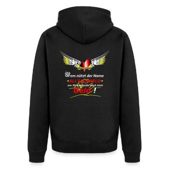 Krankenpfleger - Unisex Premium Bio Zip Hoodie - Schwarz - Hinten - Nico (187cm)
