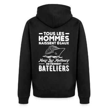 Bateau batelier - Veste à capuche bio Premium Unisexe - noir - Dos - Nico (187cm)