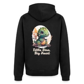Petit Dino Grand Cœur - Veste à capuche bio Premium Unisexe - noir - Dos - Nico (187cm)