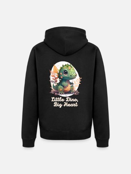 Kleines Dino Großes Herz - Unisex Premium Bio Zip Hoodie - Schwarz