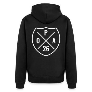 Opa 2026 Wappen - Unisex Premium Bio Zip Hoodie - Schwarz - Hinten - Nico (187cm)