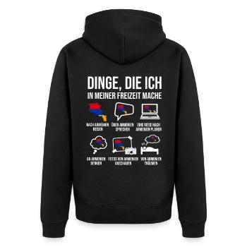 Armenien Spruch Heimatland Armenier - Unisex Premium Bio Zip Hoodie - Schwarz - Hinten - Nico (187cm)