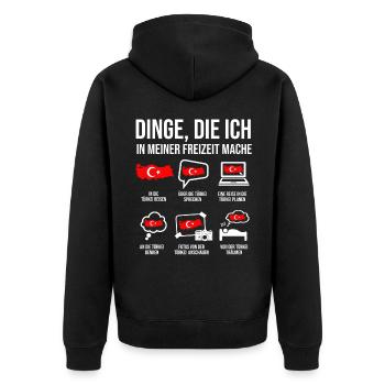 Türkei Shirt Heimatland Türkei für Türken - Unisex Premium Bio Zip Hoodie - Schwarz - Hinten - Nico (187cm)