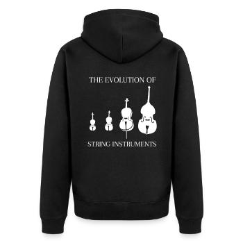 Kontrabass Spruch Streichinstrumente Evolution - Unisex Premium Bio Zip Hoodie - Schwarz - Hinten - Nico (187cm)