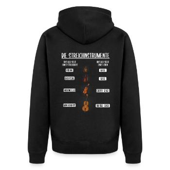 Streichinstrumente geige Violine Kontrabass - Unisex Premium Bio Zip Hoodie - Schwarz - Hinten - Nico (187cm)