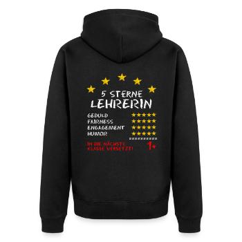 5 Sterne Lehrerin Zeugnis für die Beste Lehrerin - Unisex Premium Bio Zip Hoodie - Schwarz - Hinten - Nico (187cm)
