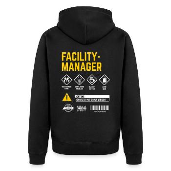 Hausmeister Sicherheitshinweise Facility Manager - Unisex Premium Bio Zip Hoodie - Schwarz - Hinten - Nico (187cm)