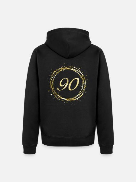 90 - Unisex Premium Bio Zip Hoodie - Schwarz