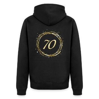 70 - Unisex Premium Bio Zip Hoodie - Schwarz - Hinten - Nico (187cm)