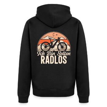 Ich Bin Selten Radlos - Fahrrad MTB Mountainbike - Unisex Premium Bio Zip Hoodie - Schwarz - Hinten - Nico (187cm)